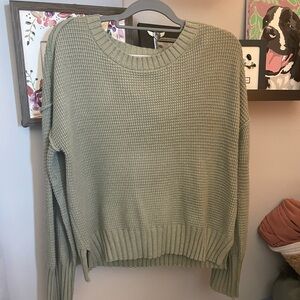 Jessica Simpson Olive Green Waffle Knit Crewneck Sweater